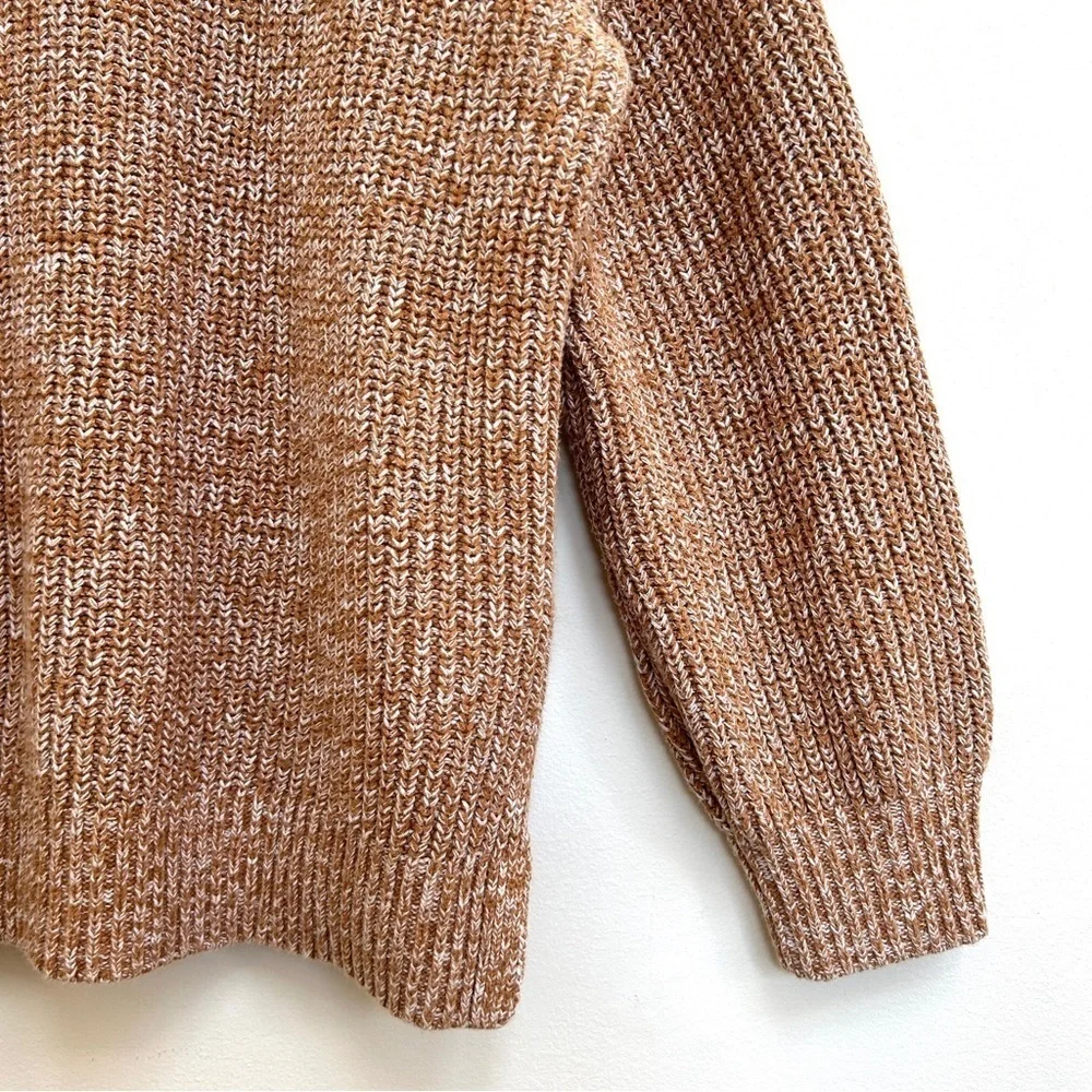 Cupcakes & Cashmere Mock Neck Marled Knit Brown Neutral Sweater, Size Large